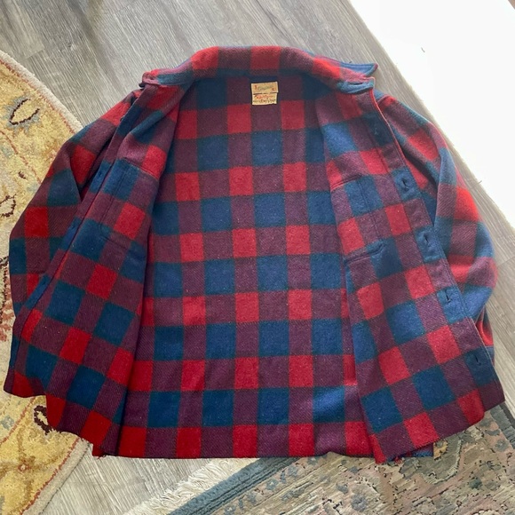 Vintage 1950s Congress Sportswear Macys Mens Classic Plaid Wool Flannel Coat - Picture 9 of 15